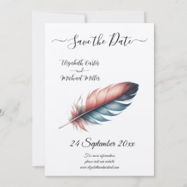 Flüstern von Grace Feathered Elegance Minimalismus Save The Date