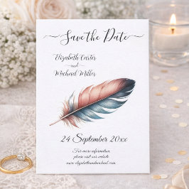 Flüstern von Grace Feathered Elegance Minimalismus Save The Date