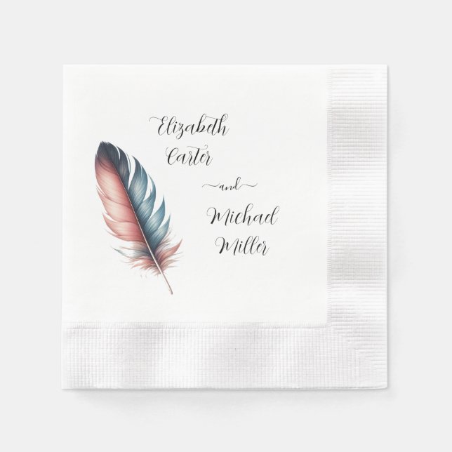 Flüstern von Grace Feathered Elegance Minimalismus Serviette (Vorderseite)