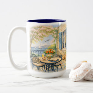Flüstern von Salbei Vintage Meeresleben Zweifarbige Tasse