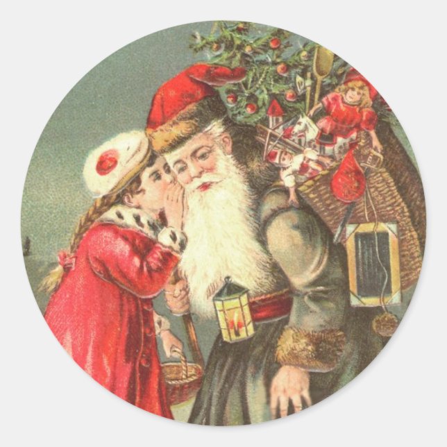 Flüstern zu Weihnachts-Weihnachtsklebern Runder Aufkleber (Vorderseite)