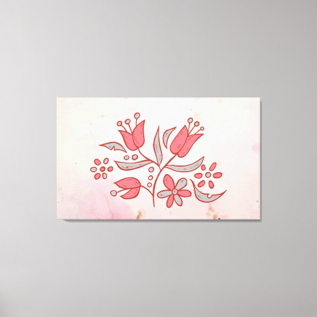 Flüsternblut - Zarte rote Blume auf Soft Ton Leinwanddruck (Vorderseite)