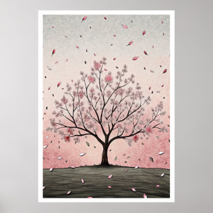 Flüsternblüten: Eine serene KirschblütenIllus Poster