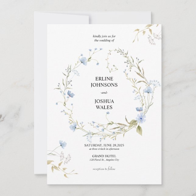 flüsternde Blüten Hochzeitseinladung Einladung (Vorderseite)