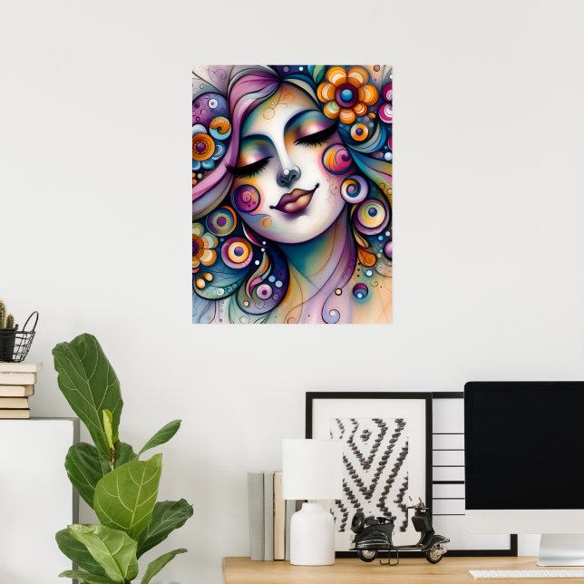 Flüsternde Whimsical-Frauen-Wandkunst Poster (Heimbüro)