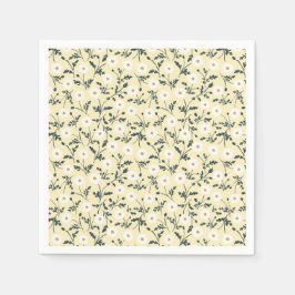 Flüsternde Wiese - Buttergelbes Blumenmuster Serviette