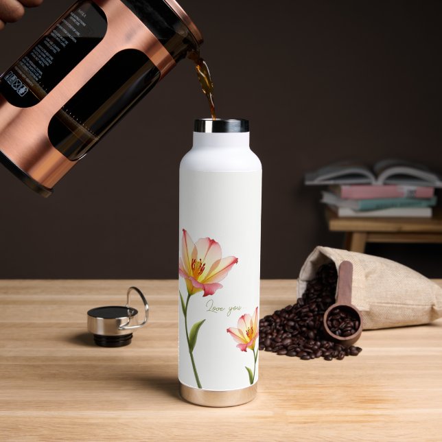 Flüsternde Zuneigung Lilies Trinkflasche (Kaffee (gedreht))