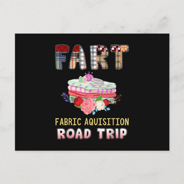 Flustiges Quilting Fabric Acquisition Road Trip Postkarte (Vorderseite)