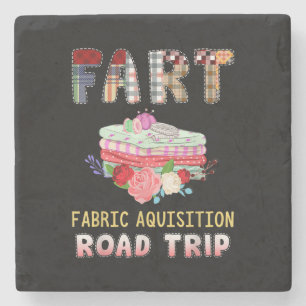 Flustiges Quilting Fabric Acquisition Road Trip Steinuntersetzer