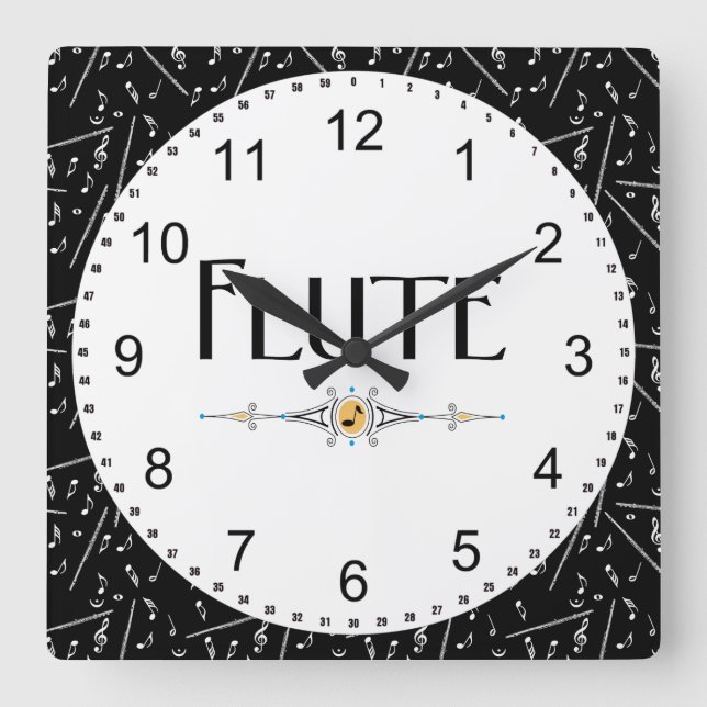 Flutdekorationslinie Quadratische Wanduhr (Vorderseite)