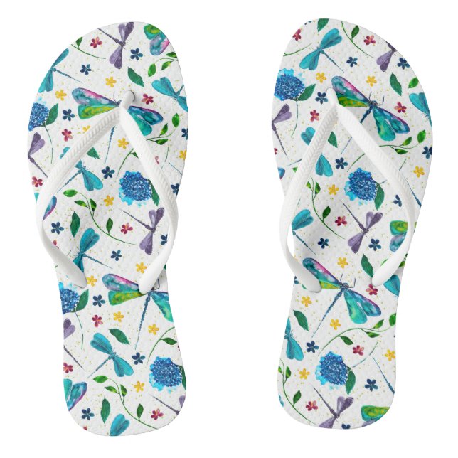 Flutdrachenfliege und Wasserfarben Flip Flops (Fußbett)