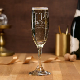 Flûte À Champagne Cinquante ans et Fabuleux Rose Chaud Art Déco 50e