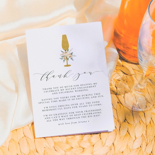 Flûte à Champagne en Or Floral Merci (Créateur téléchargé)