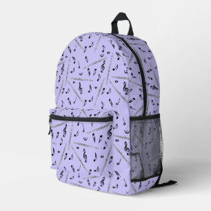 Flute Black Musiknoten Bedruckter Rucksack