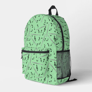 Flute Black Musiknoten Bedruckter Rucksack