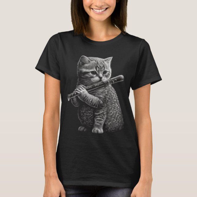 Flute Cat T-Shirt (Vorderseite)