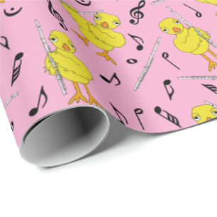 Flute-Chick-Flute-Musiknoten-Tank Geschenkpapier