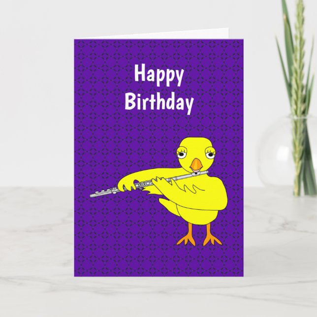 Flute Chick Geburtstag Karte (Vorderseite)