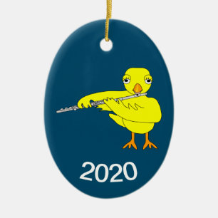 Flute Chick Keramik Ornament