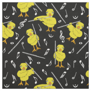 Flute Chick Musiknoten Stoff