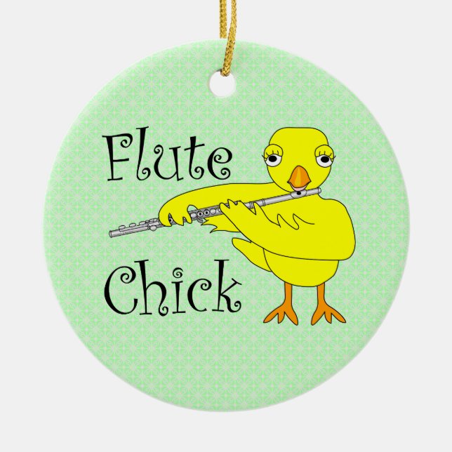 Flute Chick Text Keramik Ornament (Vorne)
