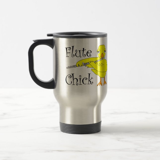 Flute Chick Text Reisebecher (Links)
