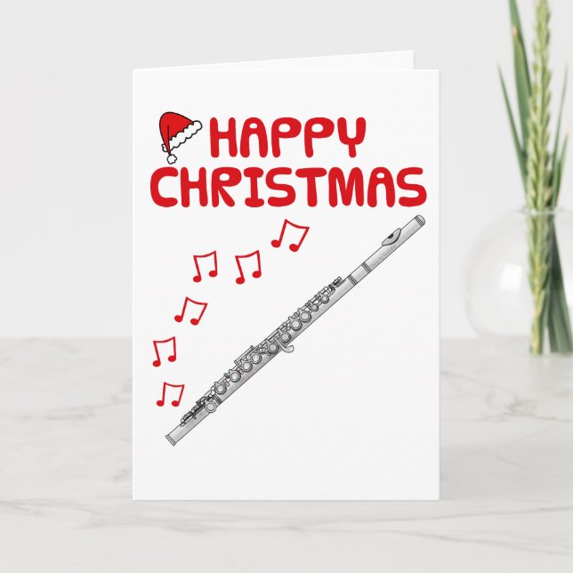 Flute Christmas Card Flutist Woodwind Musiker Dankeskarte (Vorderseite)