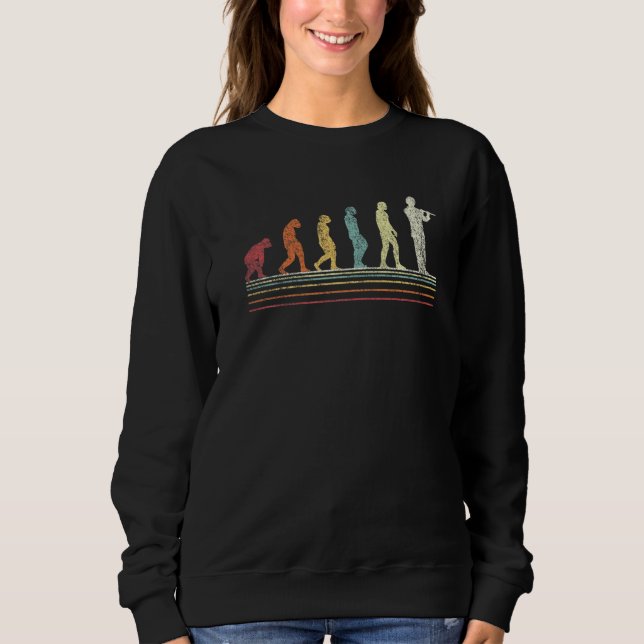 Flute Evolution Funny Flute Player Flutist Retro Sweatshirt (Vorderseite)