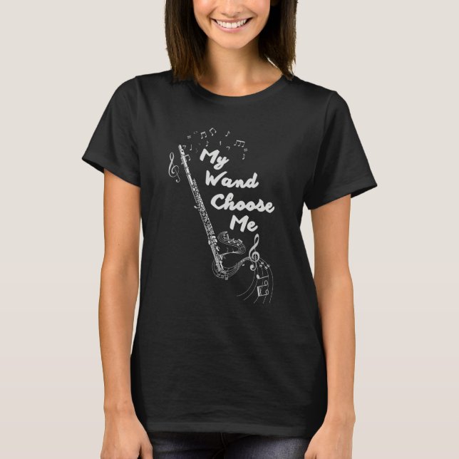 Flute Flutis My Wand Choose Me Music Note T-Shirt (Vorderseite)