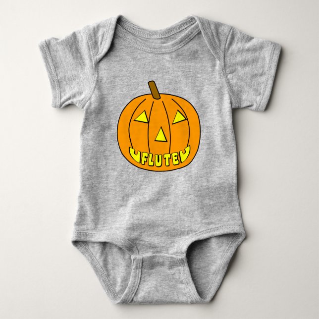 Flute Halloween Pumpkin Baby Strampler (Vorderseite)