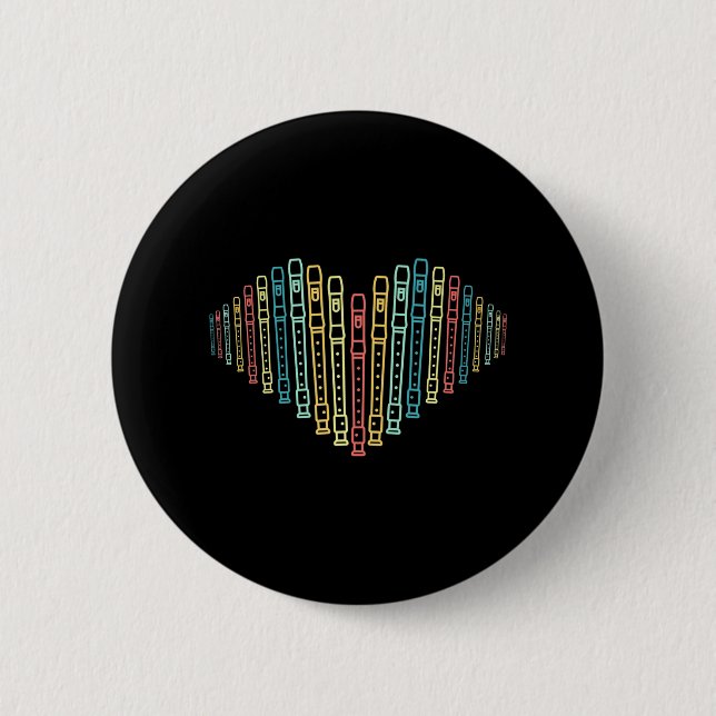 Flute Herz Flutist Flute Wind Instrument Lover Button (Vorderseite)
