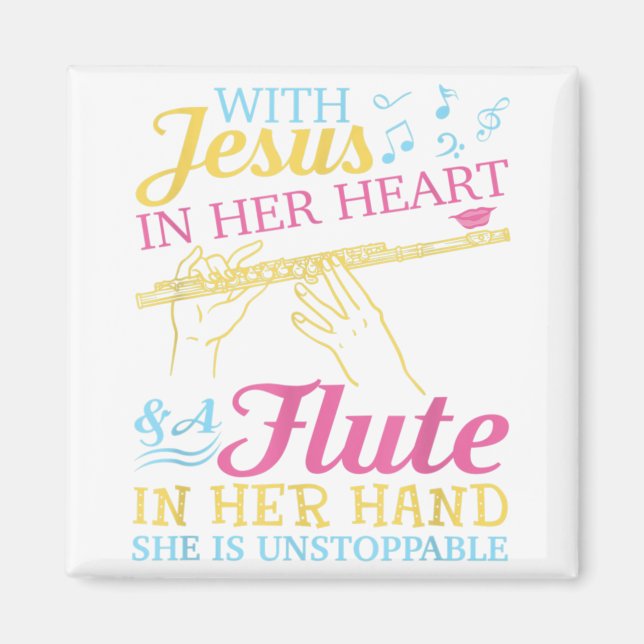 Flute Lover mit Jesus in ihrem Herzen und eine Flö Magnet (Vorne)