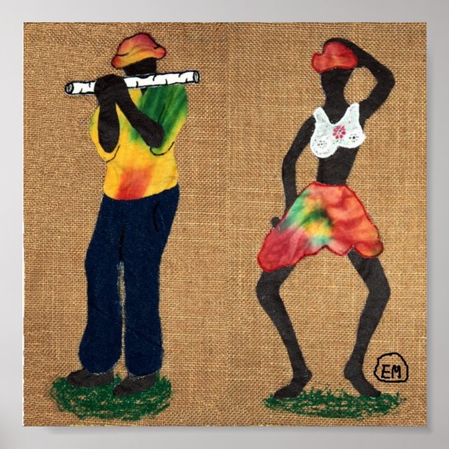 Flute Man und Tänzer Poster (Vorne)