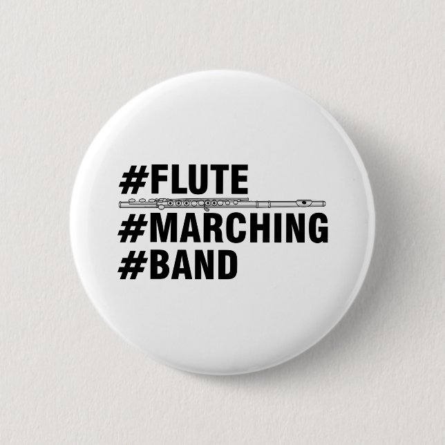 Flute Marching Band Hashtags Button (Vorderseite)
