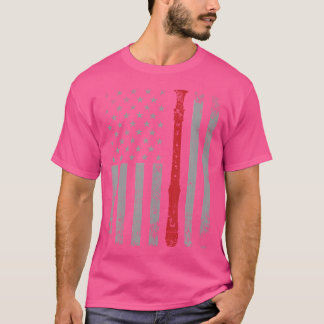 Flute Music American Flag Funny Design P T-Shirt