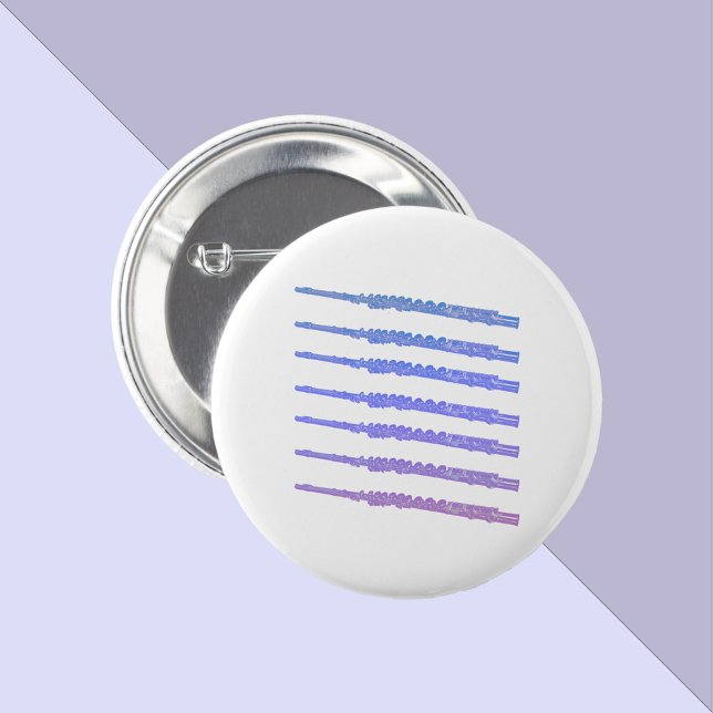 Flute Musikinstrument Pink Lila blau Button (A pin back button with pink, blue and purple flutes.)