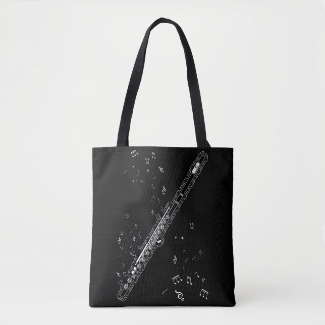 Flute Musiknoten Instrumentenmusiker Flutist Tasche (Vorderseite)