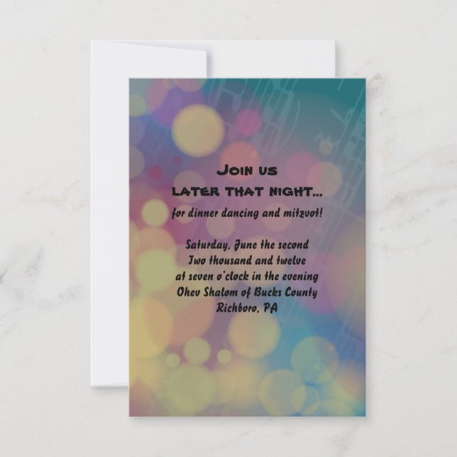 Flute Player Bat Mitzvah Empfang Party-Karte Einladung (Vorderseite)