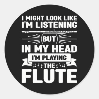 Flute Player Flutist Musik könnte ich aussehen, al Runder Aufkleber