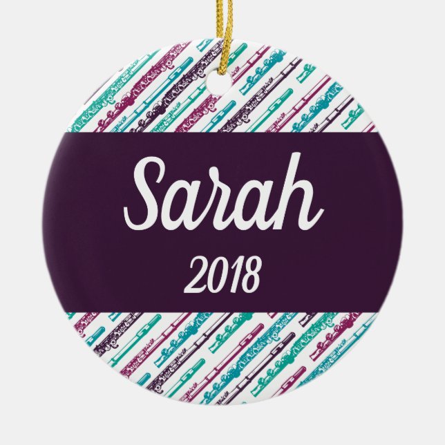 Flute Player - Geschenk für Personalisierte benutz Keramik Ornament (Vorne)