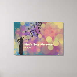 Flute Player Girl Bat Mitzvah Sign-In Board Leinwanddruck