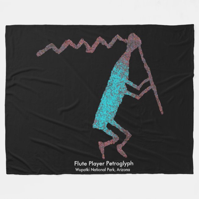Flute Player Petroglyph Fleecedecke (Vorderseite (Horizontal))