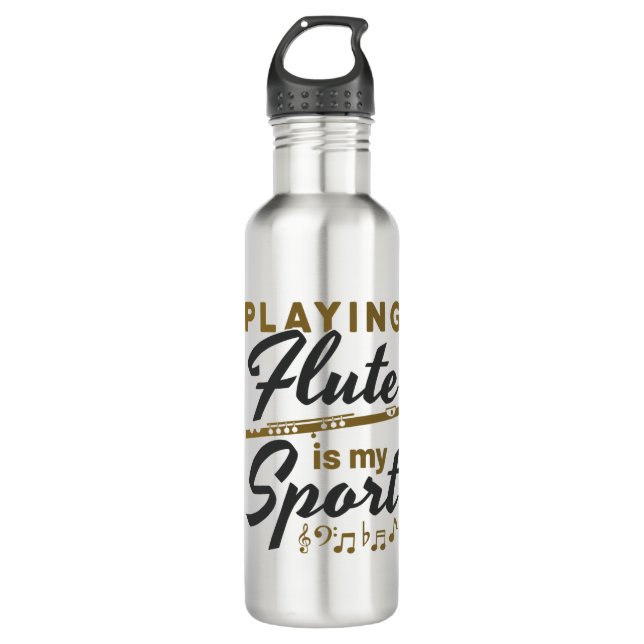 Flute Player Pute ist mein Sport Edelstahlflasche (Vorderseite)