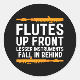 Flute Player Woodwind Instrument Musikalischer Flu Runder Aufkleber