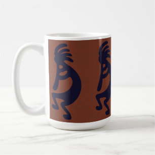 Flute Playing Kokopelli Abbildung, schwarz auf Rot Kaffeetasse