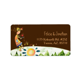 Flute Playing Kokopelli Rustic Wedding Address Adressaufkleber