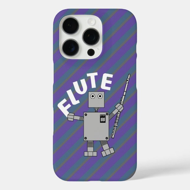 Flute Robot Text iPhone 16 Pro Hülle (Rückseite)