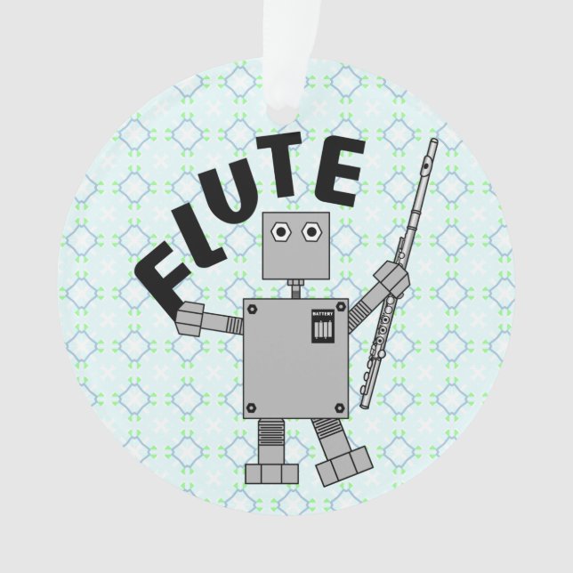 Flute Robot Text Ornament (Vorderseite)