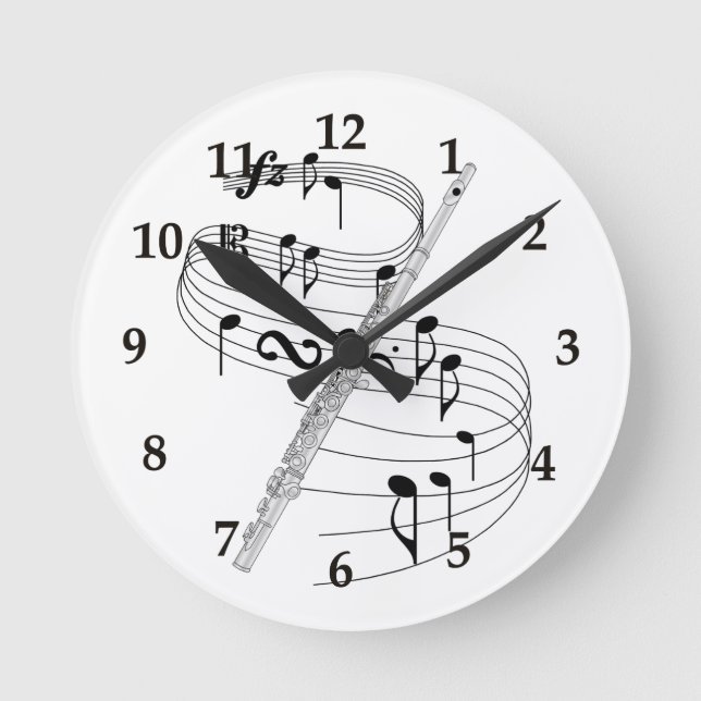 Flute Runde Wanduhr (Vorderseite)