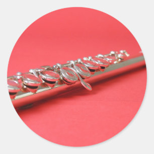 Flute student pink woodwind music runder aufkleber